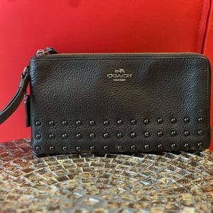 Coach wallet wristlet with black rivets